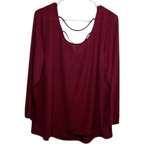 ING Plus Burgundy Long Sleeve Dress Blouse Size 1X